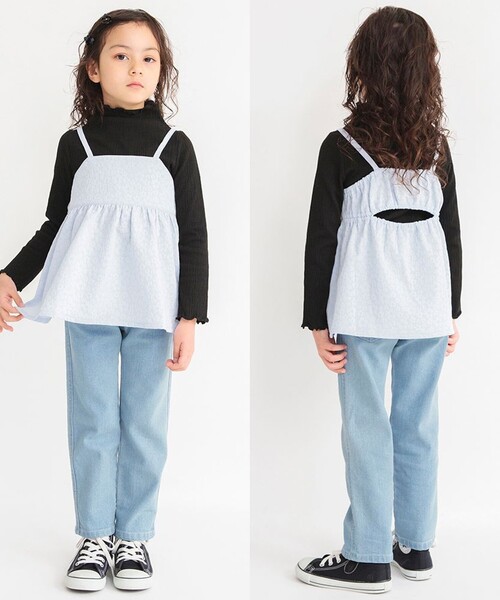BRANSHES（ブランシェス）の「ポコポコジャガードブラウス（キャミソール・キッズ・アイボリー/ブルー・120/110/130/150/100/90/140）」の14枚目の写真