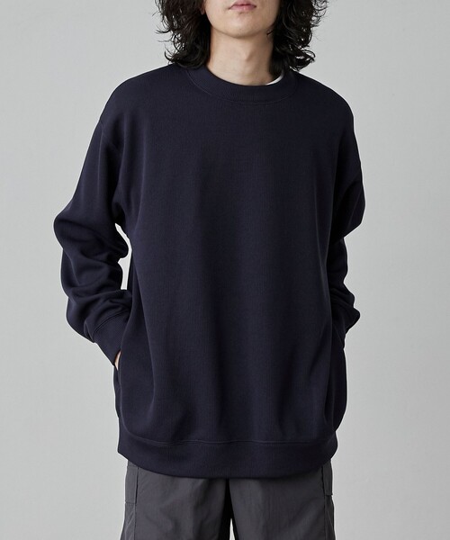 coen（コーエン）の「【RIB TECHシリーズ】リブ編みライトクルーネック（スウェット・メンズ・ブラック/ネイビー/オフホワイト/ベージュ・S/M/L/XL）」の4枚目の写真