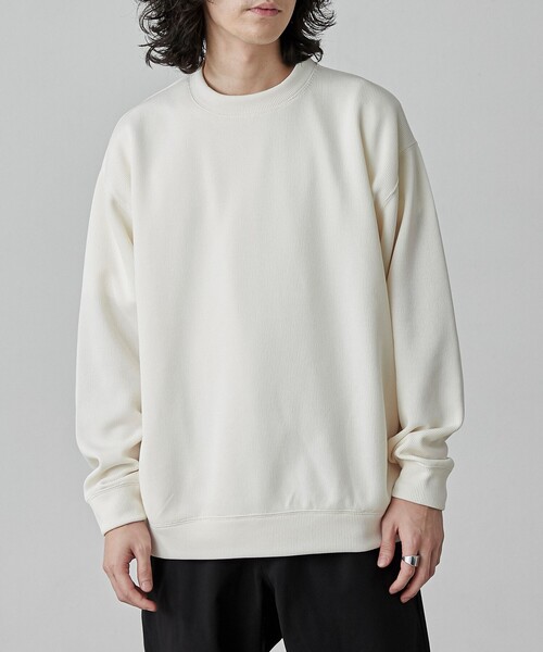 coen（コーエン）の「【RIB TECHシリーズ】リブ編みライトクルーネック（スウェット・メンズ・ブラック/ネイビー/オフホワイト/ベージュ・S/M/L/XL）」の3枚目の写真