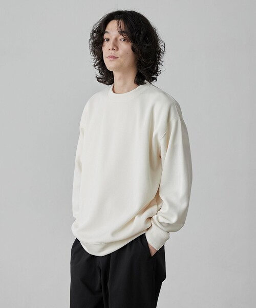 coen（コーエン）の「【RIB TECHシリーズ】リブ編みライトクルーネック（スウェット・メンズ・ブラック/ネイビー/オフホワイト/ベージュ・S/M/L/XL）」の7枚目の写真