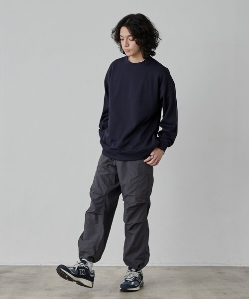 coen（コーエン）の「【RIB TECHシリーズ】リブ編みライトクルーネック（スウェット・メンズ・ブラック/ネイビー/オフホワイト/ベージュ・S/M/L/XL）」の15枚目の写真