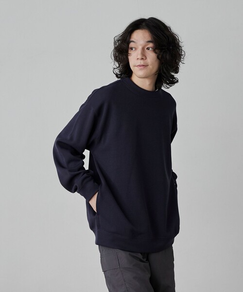 coen（コーエン）の「【RIB TECHシリーズ】リブ編みライトクルーネック（スウェット・メンズ・ブラック/ネイビー/オフホワイト/ベージュ・S/M/L/XL）」の16枚目の写真