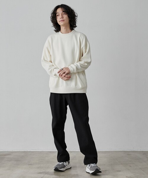 coen（コーエン）の「【RIB TECHシリーズ】リブ編みライトクルーネック（スウェット・メンズ・ブラック/ネイビー/オフホワイト/ベージュ・S/M/L/XL）」の17枚目の写真