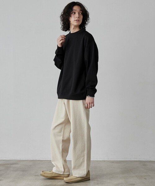 coen（コーエン）の「【RIB TECHシリーズ】リブ編みライトクルーネック（スウェット・メンズ・ブラック/ネイビー/オフホワイト/ベージュ・S/M/L/XL）」の20枚目の写真