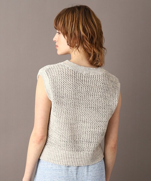 DRESSTERIOR(ドレステリア)の「◆【大人カジュアル/レイヤード】テープヤーンショートニットプルオーバー(ベスト・レディース・グリーン/オフホワイト・34/36/38)」の6枚目の写真