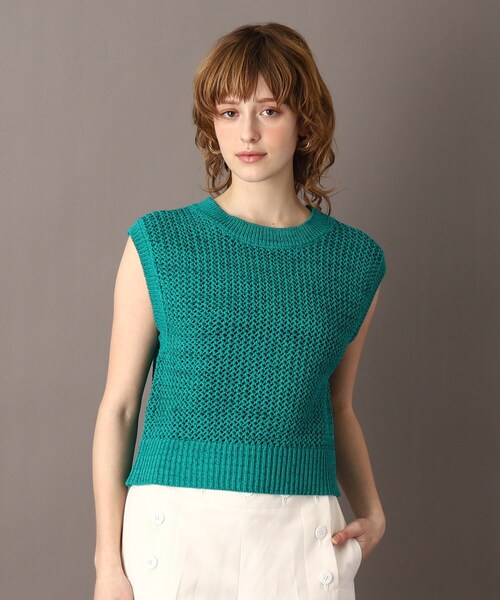 DRESSTERIOR(ドレステリア)の「◆【大人カジュアル/レイヤード】テープヤーンショートニットプルオーバー(ベスト・レディース・グリーン/オフホワイト・34/36/38)」の13枚目の写真