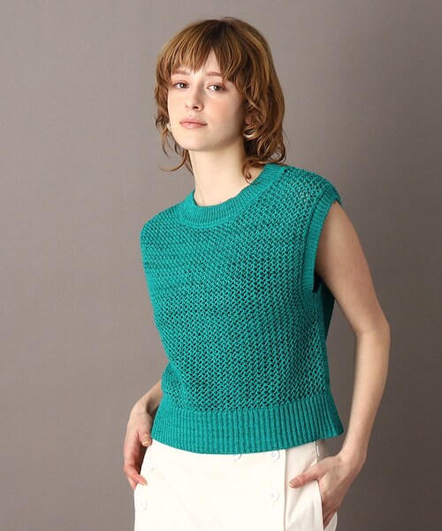 DRESSTERIOR(ドレステリア)の「◆【大人カジュアル/レイヤード】テープヤーンショートニットプルオーバー(ベスト・レディース・グリーン/オフホワイト・34/36/38)」の15枚目の写真