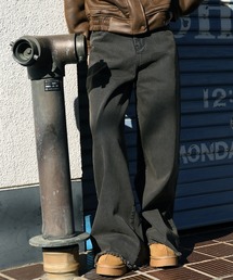 ヴィンテージ風 ルーズワイドバギーデニム フリンジデザイン ユニセックス