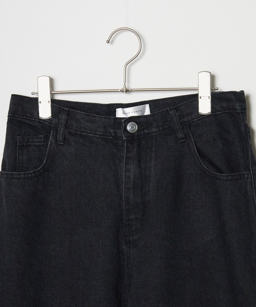 ROOPTOKYO(ループトウキョウ)の「ヴィンテージ風 ルーズワイドバギーデニム フリンジデザイン ユニセックス(デニムパンツ・メンズ・チャコールグレー/ブラック・L/M/S)」の4枚目の写真