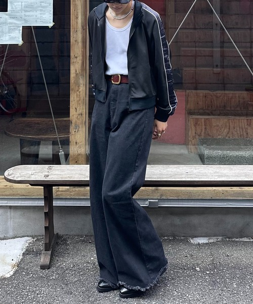 ROOPTOKYO(ループトウキョウ)の「ヴィンテージ風 ルーズワイドバギーデニム フリンジデザイン ユニセックス(デニムパンツ・メンズ・チャコールグレー/ブラック・L/M/S)」の13枚目の写真