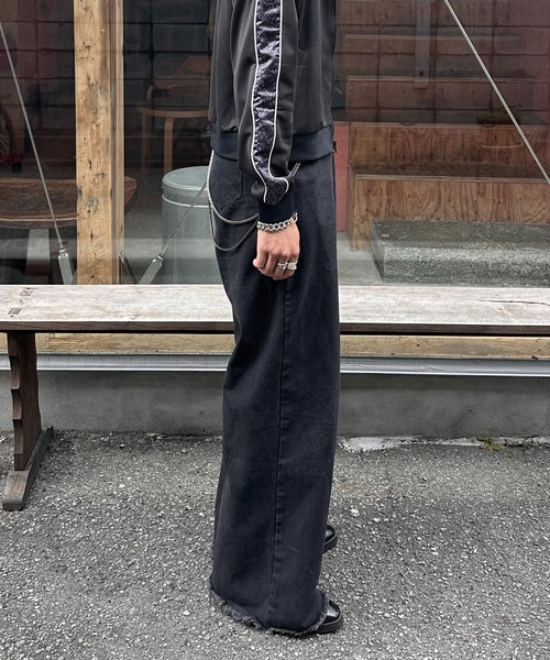 ROOPTOKYO(ループトウキョウ)の「ヴィンテージ風 ルーズワイドバギーデニム フリンジデザイン ユニセックス(デニムパンツ・メンズ・チャコールグレー/ブラック・L/M/S)」の14枚目の写真