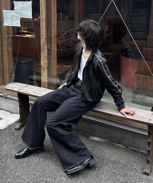 ROOPTOKYO(ループトウキョウ)の「ヴィンテージ風 ルーズワイドバギーデニム フリンジデザイン ユニセックス(デニムパンツ・メンズ・チャコールグレー/ブラック・L/M/S)」の19枚目の写真