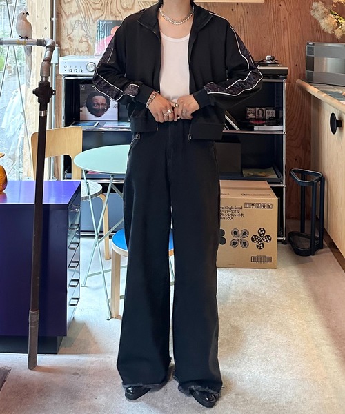 ROOPTOKYO(ループトウキョウ)の「ヴィンテージ風 ルーズワイドバギーデニム フリンジデザイン ユニセックス(デニムパンツ・メンズ・チャコールグレー/ブラック・L/M/S)」の17枚目の写真