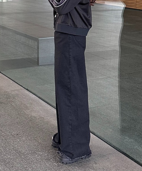 ROOPTOKYO(ループトウキョウ)の「ヴィンテージ風 ルーズワイドバギーデニム フリンジデザイン ユニセックス(デニムパンツ・メンズ・チャコールグレー/ブラック・L/M/S)」の10枚目の写真