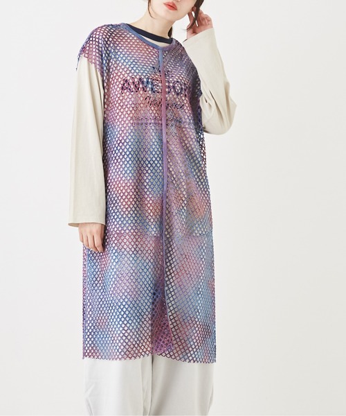 CUBE SUGAR(キューブシュガー)の「メッシュフレンチスリーブワンピース(ワンピース・レディース・ナチュラル/ブルー系その他/カーキ系/カーキ・M)」の4枚目の写真