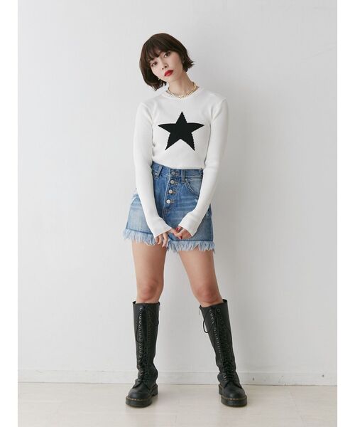 jouetie(ジュエティ)の「スターモチーフフィットニット(ニット/セーター・レディース・オフホワイト/ネイビー/ブラック・MEDIUM)」の16枚目の写真