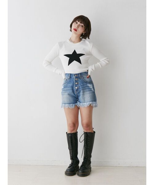 jouetie(ジュエティ)の「スターモチーフフィットニット(ニット/セーター・レディース・オフホワイト/ネイビー/ブラック・MEDIUM)」の15枚目の写真