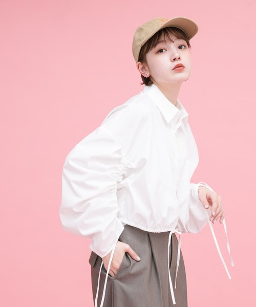 KBF(ケイビーエフ)の「ダブルドロストギャザースリーブシャツ(シャツ/ブラウス・レディース・オフホワイト/グリーン系その他/ブルー系その他・ONE)」の5枚目の写真