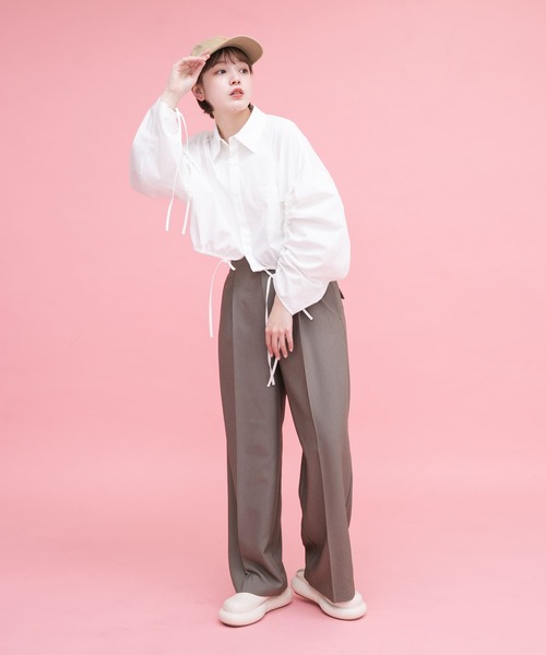 KBF(ケイビーエフ)の「ダブルドロストギャザースリーブシャツ(シャツ/ブラウス・レディース・オフホワイト/グリーン系その他/ブルー系その他・ONE)」の9枚目の写真