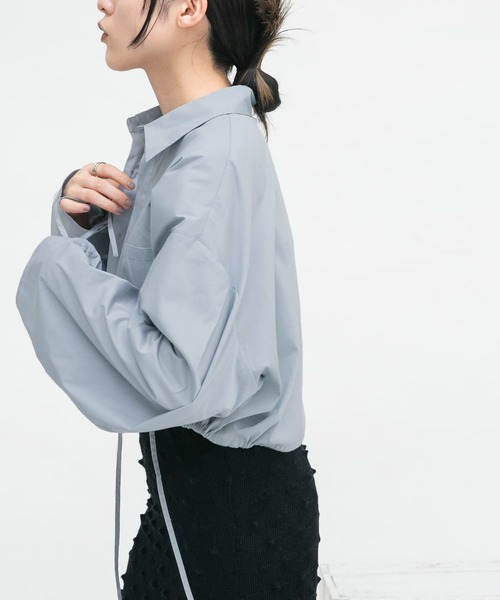 KBF(ケイビーエフ)の「ダブルドロストギャザースリーブシャツ(シャツ/ブラウス・レディース・オフホワイト/グリーン系その他/ブルー系その他・ONE)」の12枚目の写真