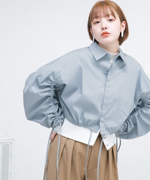 KBF(ケイビーエフ)の「ダブルドロストギャザースリーブシャツ(シャツ/ブラウス・レディース・オフホワイト/グリーン系その他/ブルー系その他・ONE)」の18枚目の写真