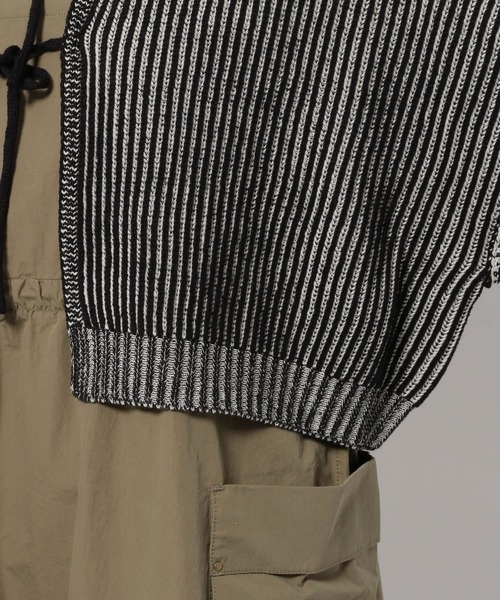 クロップドニットセーター アイボリー/イエロー/ブラック KOEISTORE ニットトップス レディース 秋 冬 秋冬 黒 白 ニット