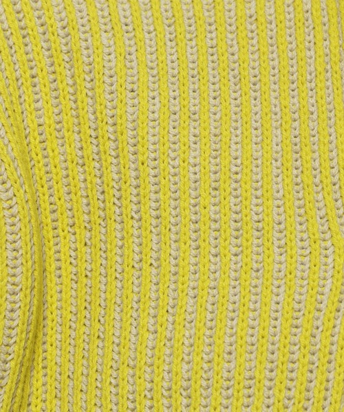 クロップドニットセーター アイボリー/イエロー/ブラック KOEISTORE ニットトップス レディース 秋 冬 秋冬 黒 白 ニット