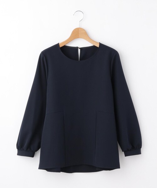 &Bridge(アンドブリッジ)の「【定番/セレモニー】ダブルクロスストレッチブラウス(シャツ/ブラウス・レディース・ブルー系その他/ブラック・02/03)」の2枚目の写真