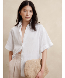 新品24SS◆ファビアナフィリッピ◆大人贅沢RICHな白！極上リネンブラウス！ Banana Republic（バナナリパブリック）の「ボクシー リネン
