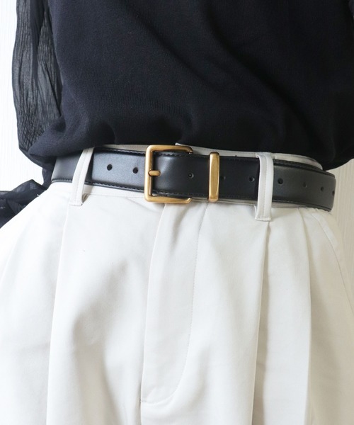 florist（フローリスト）の「【牛革】スクエアゴールドバックル太幅レザーボリュームベルト（ベルト・レディース・ブラック/ブラウン・100cm/110cm）」の9枚目の写真