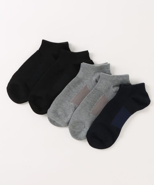 GUNZE（グンゼ）の「GUNZE BASIC/グンゼベーシック 5足組 靴下  スニーカー丈（ソックス/靴下・メンズ・その他1/ブラック・25-27CM）」の2枚目の写真