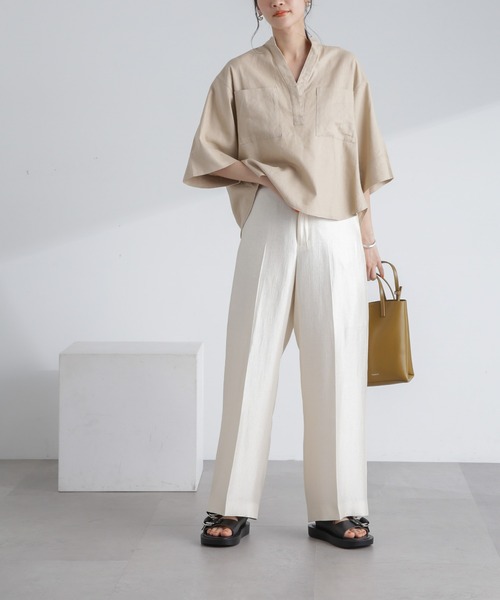 NANO universe（ナノユニバース）の「【追加生産】シャイニーサテンイージーパンツ（その他パンツ・レディース・ブラック/アイボリー/ライトブルー・FREE）」の10枚目の写真