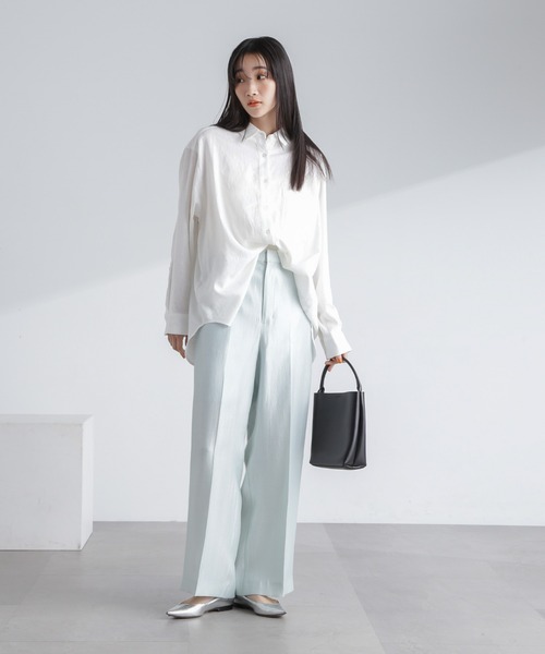 NANO universe（ナノユニバース）の「【追加生産】シャイニーサテンイージーパンツ（その他パンツ・レディース・ブラック/アイボリー/ライトブルー・FREE）」の19枚目の写真