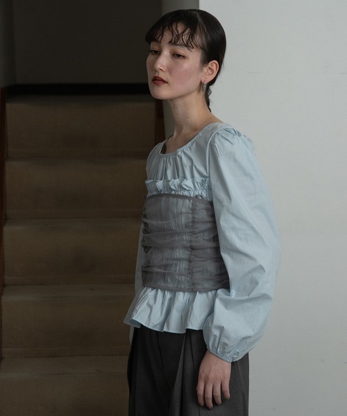トップス lawgy stripe front shirring shirt BLUE J20120B-1050_Front.jpg?sw=1328