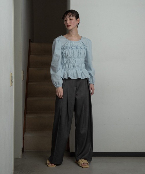 トップス lawgy stripe front shirring shirt BLUE J20120B-1050_Front.jpg?sw=1328