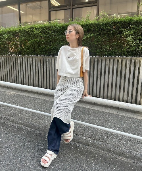 emmi（エミ）の「PlaX emmiロゴクロップドTシャツ（Tシャツ/カットソー・レディース・ブラック/ホワイト/ミント・FREE）」の21枚目の写真