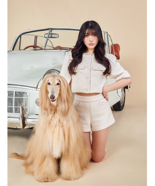 Darich ダーリッチ チェーンツイードショートジャケット IVO アイボリー Darich ダーリッチ チェーンツイードショートジャケット IVO