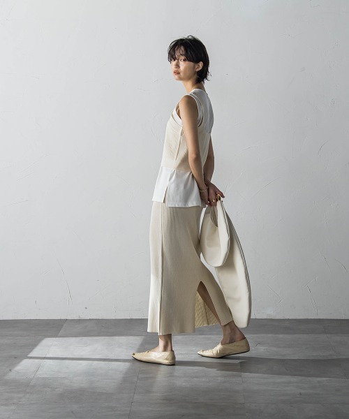 MAYSON GREY（メイソングレイ）の「配色リブタイトニットスカート≪セットアップ対応≫（スカート・レディース・ブラック/ベージュ/グリーン/オフホワイト・M）」の21枚目の写真