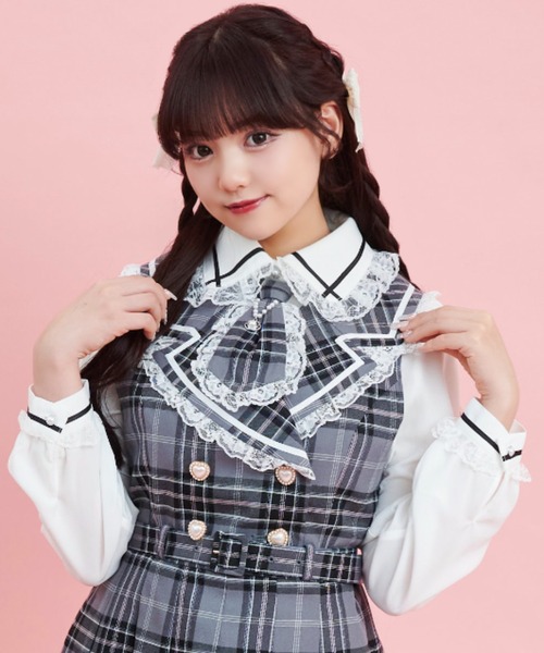 Secret Honey（シークレットハニー）の「ネクタイ付配色ラインブラウス