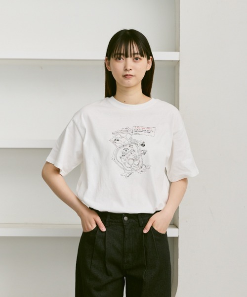 flaner（フラネ）の「Loose assort print tee / ルーズアソートプリントT（Tシャツ/カットソー・レディース・ホワイト系その他2/ホワイト系その他3/ホワイト系その他・LARGE/MEDIUM）」の4枚目の写真