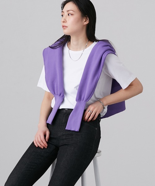 slattgir(スラットジール)の「高身長 綿混ONにもOFFにも使えるキレイ見えTシャツ (トールサイズ)(Tシャツ/カットソー・レディース・ホワイト/ブラック/ブルーグレー/ブルー/ミント・LL/3L/4L/5L/M/L)」の21枚目の写真