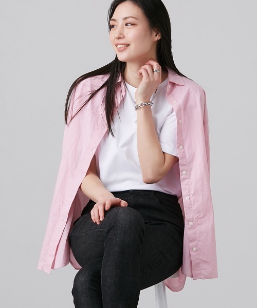 slattgir(スラットジール)の「高身長 綿混ONにもOFFにも使えるキレイ見えTシャツ (トールサイズ)(Tシャツ/カットソー・レディース・ホワイト/ブラック/ブルーグレー/ブルー/ミント・LL/3L/4L/5L/M/L)」の22枚目の写真