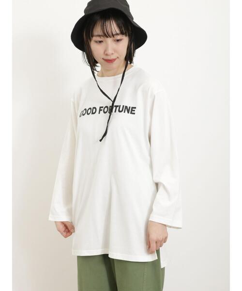 Samansa Mos2(サマンサ モスモス)の「◎プリントロゴロンT(Tシャツ/カットソー・レディース・ベージュ/オフホワイト/チャコールグレー・F)」の10枚目の写真
