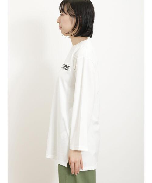 Samansa Mos2(サマンサ モスモス)の「◎プリントロゴロンT(Tシャツ/カットソー・レディース・ベージュ/オフホワイト/チャコールグレー・F)」の14枚目の写真