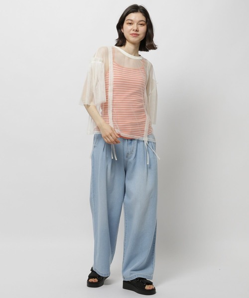 niko and...（ニコアンド）の「2WAYシャーリングチュールプルオーバー（その他トップス・レディース・ブラック/モカ/アイボリー・TALL/SHORT）」の6枚目の写真