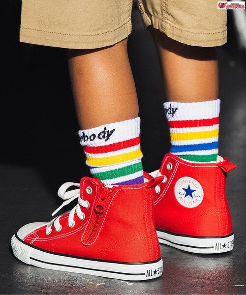 BREEZE（ブリーズ）の「たびsoku Directed by Sasya,HINATA.M,ITTA from KADOKAWA DREAMS（ソックス/靴下・キッズ・ブルー/オフホワイト/ブラック/エメラルド/レインボー/ライム/レッド/チェック/オレンジ・18/21/24）」の11枚目の写真