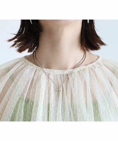 reca(レカ)の「ドットチュールレイヤードギャザーブラウス(シャツ/ブラウス・レディース・キナリ/ブラック・M)」の17枚目の写真