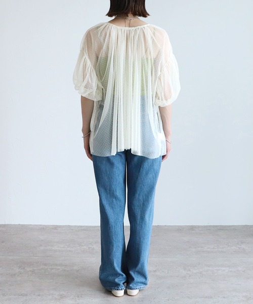 reca(レカ)の「ドットチュールレイヤードギャザーブラウス(シャツ/ブラウス・レディース・キナリ/ブラック・M)」の8枚目の写真