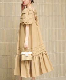 RUIRUE BOUTIQUE（ルイルエブティック）の「洗えるタックギャザーロング丈リゾートワンピース（ワンピース）」