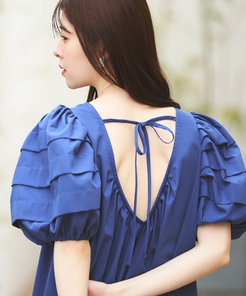 RUIRUE BOUTIQUE(ルイルエブティック)の「洗えるタックギャザーロング丈リゾートワンピース(ワンピース・レディース・グリーン/ベージュ/ブラック/ブルー・L/M/S)」の22枚目の写真